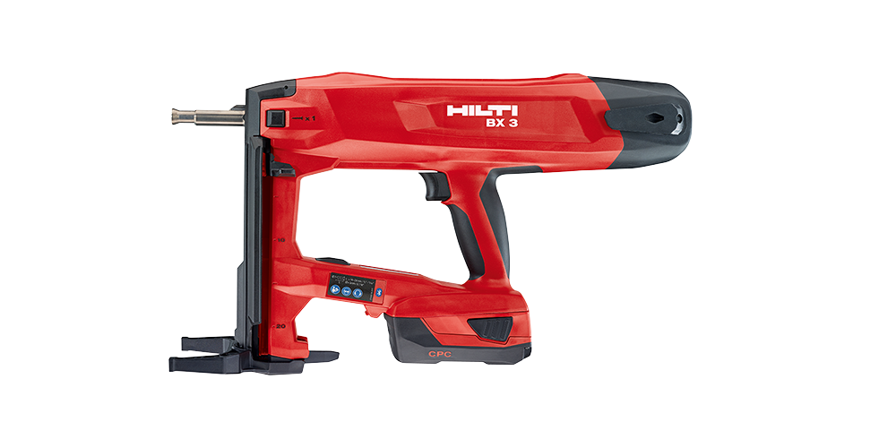 Hilti BX 3-ME 02 battery-powered nailer, designed for Mechanical & Electrical (M&E) trades like plumbers and electricians